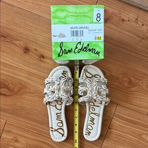 Sam Edelman Linen Shell Beaded Slides
